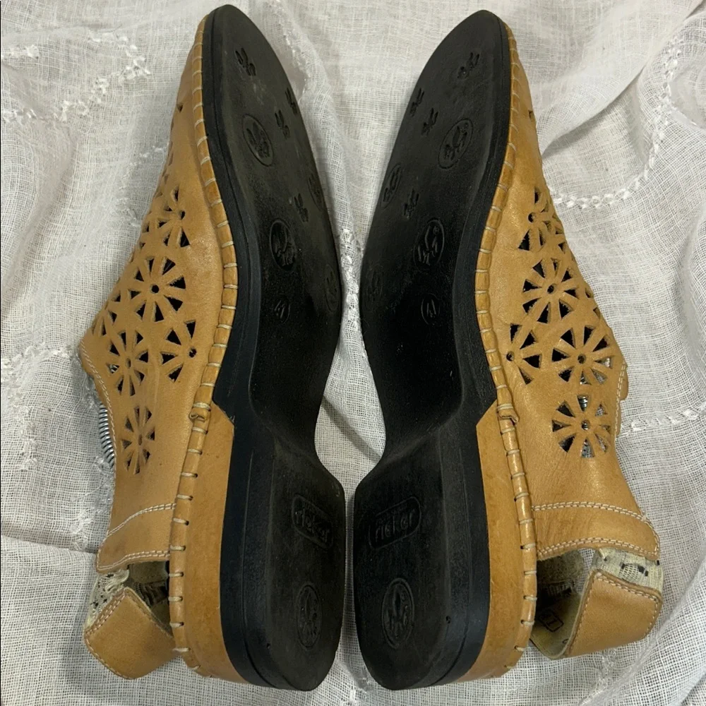 Rieker laser cut leather sling back shoes